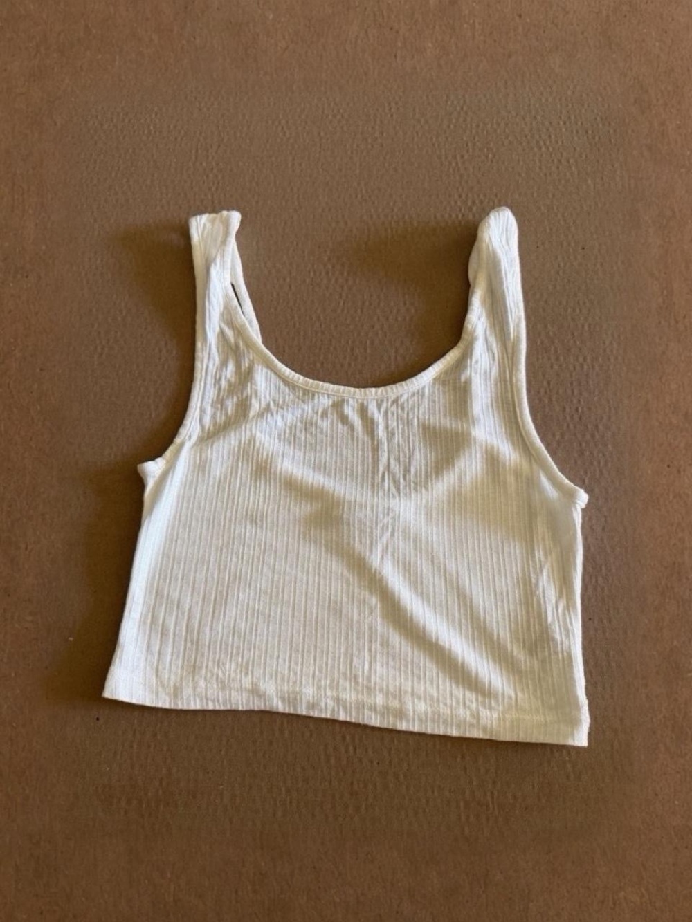 Free People Cream Ribbed Scoop Neck Crop Tank